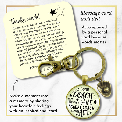 Softball Coaching Sport Keychain Great Coach Changes Life Thank You Gift - Gutsy Goodness Handmade Jewelry;Softball Coaching Sport Keychain Great Coach Changes Life Thank You Gift - Gutsy Goodness Handmade Jewelry Gifts