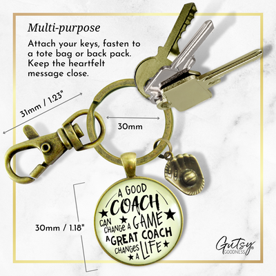 Softball Coaching Sport Keychain Great Coach Changes Life Thank You Gift - Gutsy Goodness Handmade Jewelry;Softball Coaching Sport Keychain Great Coach Changes Life Thank You Gift - Gutsy Goodness Handmade Jewelry Gifts