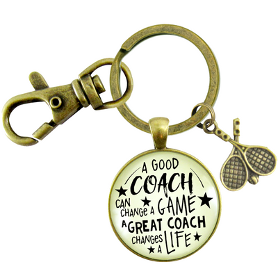 Tennis Coaching Sport Keychain Great Coach Changes Life Thank You Gift - Gutsy Goodness Handmade Jewelry;Tennis Coaching Sport Keychain Great Coach Changes Life Thank You Gift - Gutsy Goodness Handmade Jewelry Gifts