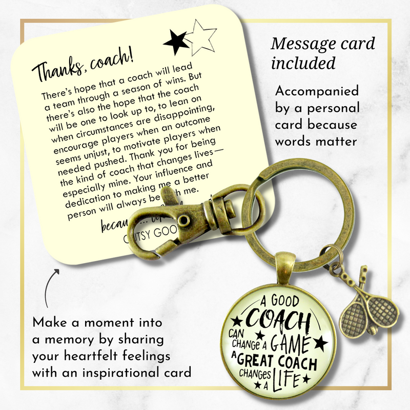 Tennis Coaching Sport Keychain Great Coach Changes Life Thank You Gift - Gutsy Goodness Handmade Jewelry;Tennis Coaching Sport Keychain Great Coach Changes Life Thank You Gift - Gutsy Goodness Handmade Jewelry Gifts