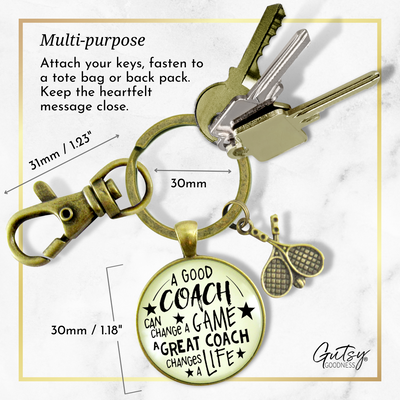 Tennis Coaching Sport Keychain Great Coach Changes Life Thank You Gift - Gutsy Goodness Handmade Jewelry;Tennis Coaching Sport Keychain Great Coach Changes Life Thank You Gift - Gutsy Goodness Handmade Jewelry Gifts