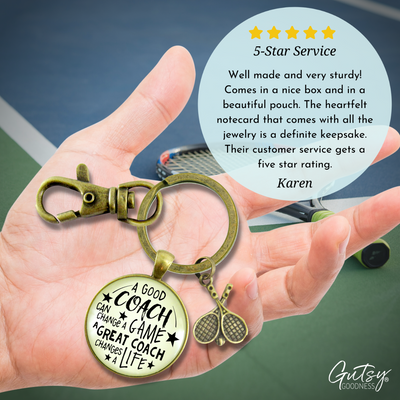 Tennis Coaching Sport Keychain Great Coach Changes Life Thank You Gift - Gutsy Goodness Handmade Jewelry;Tennis Coaching Sport Keychain Great Coach Changes Life Thank You Gift - Gutsy Goodness Handmade Jewelry Gifts