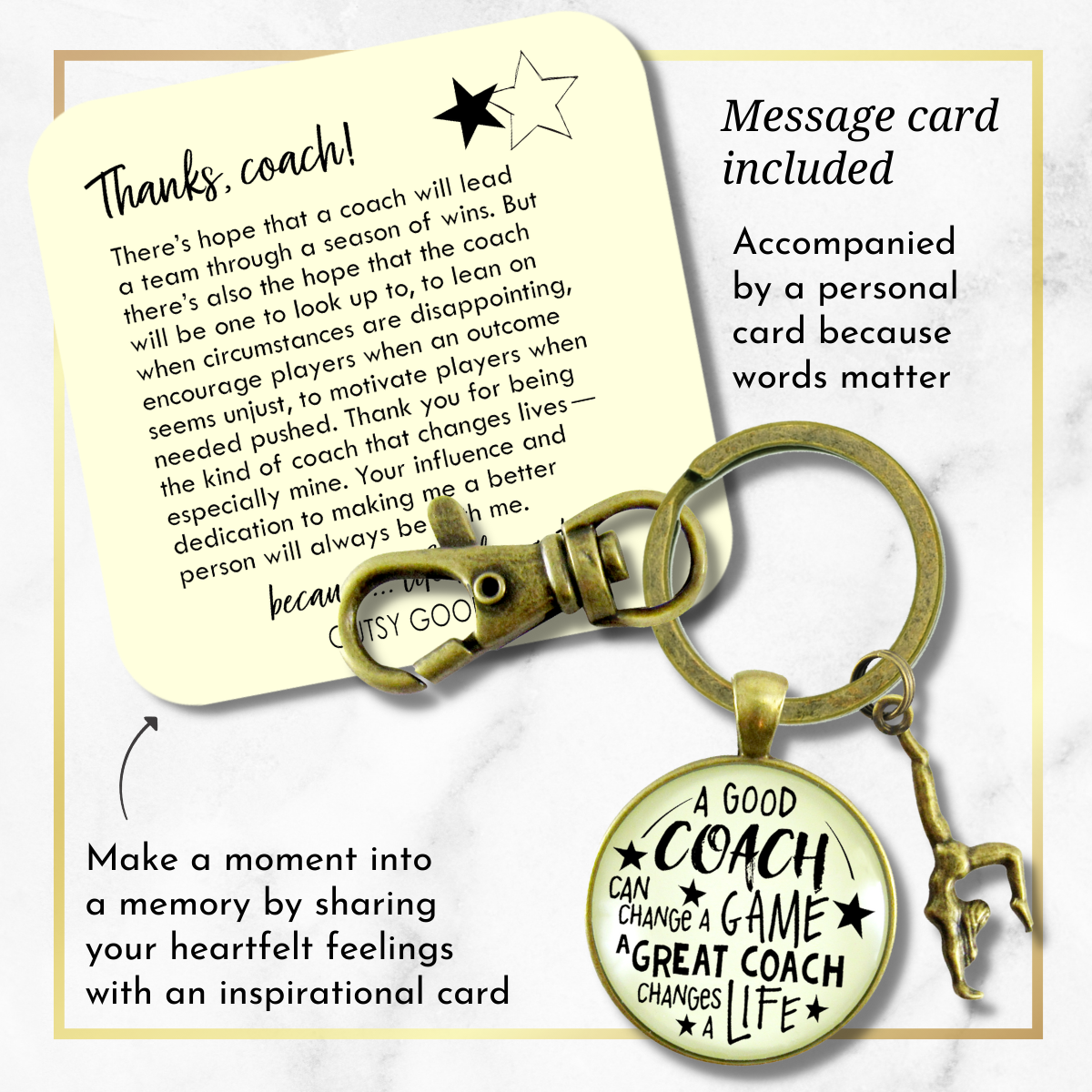 Gymnastics Coaching Sport Keychain Great Coach Changes Life Thank You Gift - Gutsy Goodness Handmade Jewelry;Gymnastics Coaching Sport Keychain Great Coach Changes Life Thank You Gift - Gutsy Goodness Handmade Jewelry Gifts