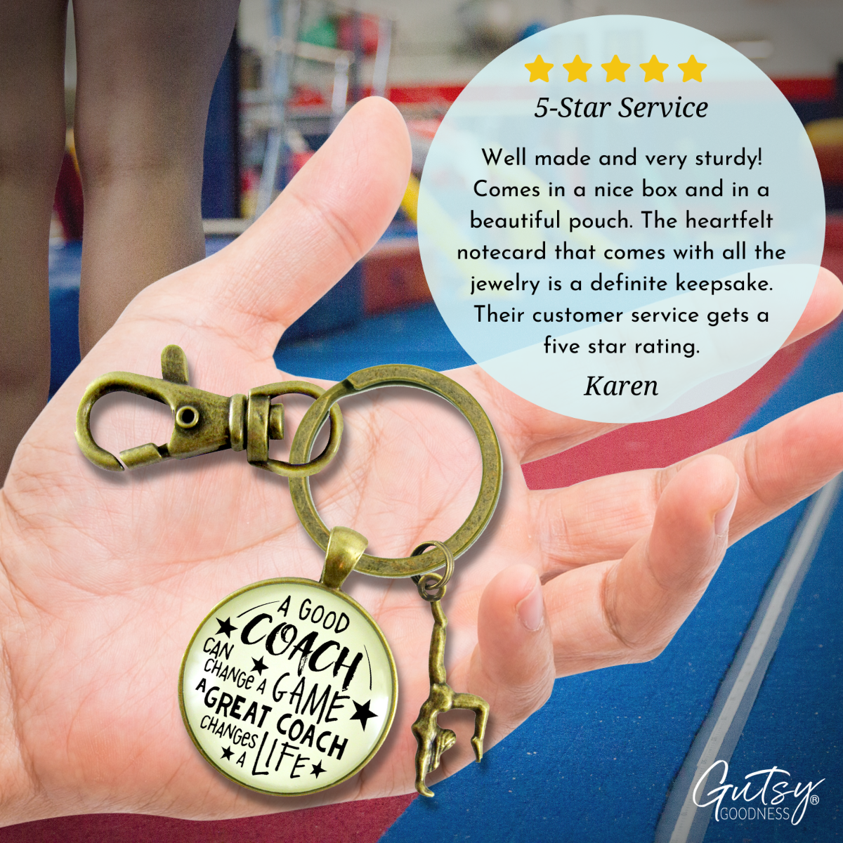 Gymnastics Coaching Sport Keychain Great Coach Changes Life Thank You Gift - Gutsy Goodness Handmade Jewelry;Gymnastics Coaching Sport Keychain Great Coach Changes Life Thank You Gift - Gutsy Goodness Handmade Jewelry Gifts