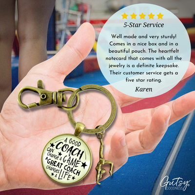 Gymnastics Coaching Sport Keychain Great Coach Changes Life Thank You Gift - Gutsy Goodness Handmade Jewelry;Gymnastics Coaching Sport Keychain Great Coach Changes Life Thank You Gift - Gutsy Goodness Handmade Jewelry Gifts