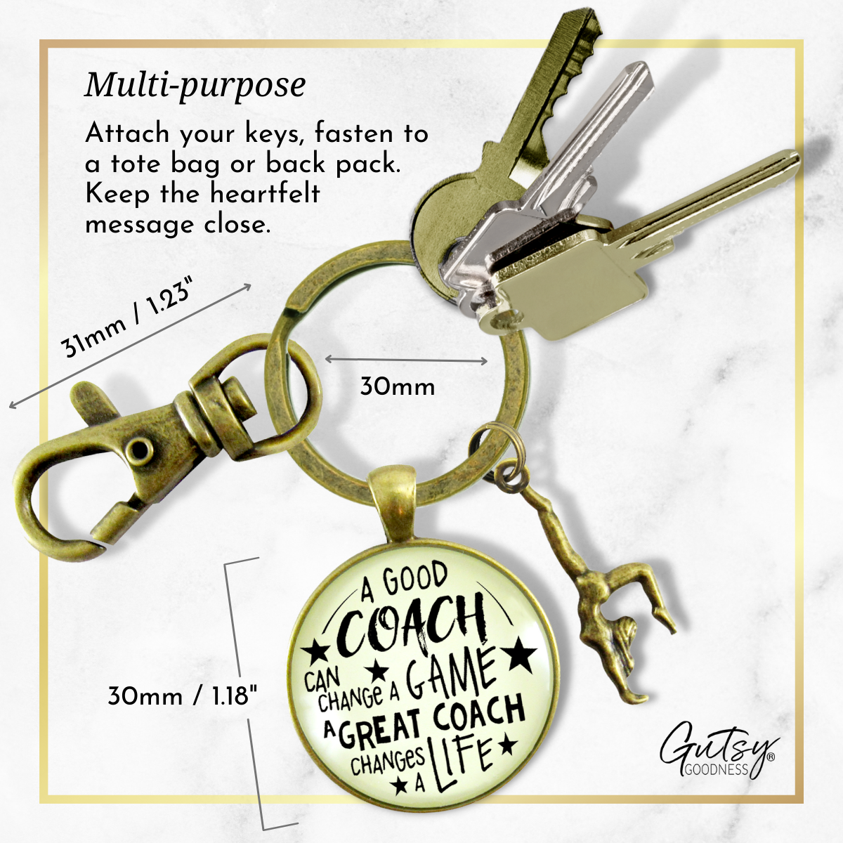 Gymnastics Coaching Sport Keychain Great Coach Changes Life Thank You Gift - Gutsy Goodness Handmade Jewelry;Gymnastics Coaching Sport Keychain Great Coach Changes Life Thank You Gift - Gutsy Goodness Handmade Jewelry Gifts