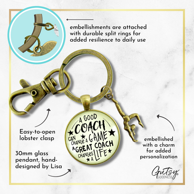 Gymnastics Coaching Sport Keychain Great Coach Changes Life Thank You Gift - Gutsy Goodness Handmade Jewelry;Gymnastics Coaching Sport Keychain Great Coach Changes Life Thank You Gift - Gutsy Goodness Handmade Jewelry Gifts