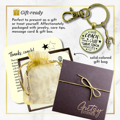 Gymnastics Coaching Sport Keychain Great Coach Changes Life Thank You Gift - Gutsy Goodness Handmade Jewelry;Gymnastics Coaching Sport Keychain Great Coach Changes Life Thank You Gift - Gutsy Goodness Handmade Jewelry Gifts