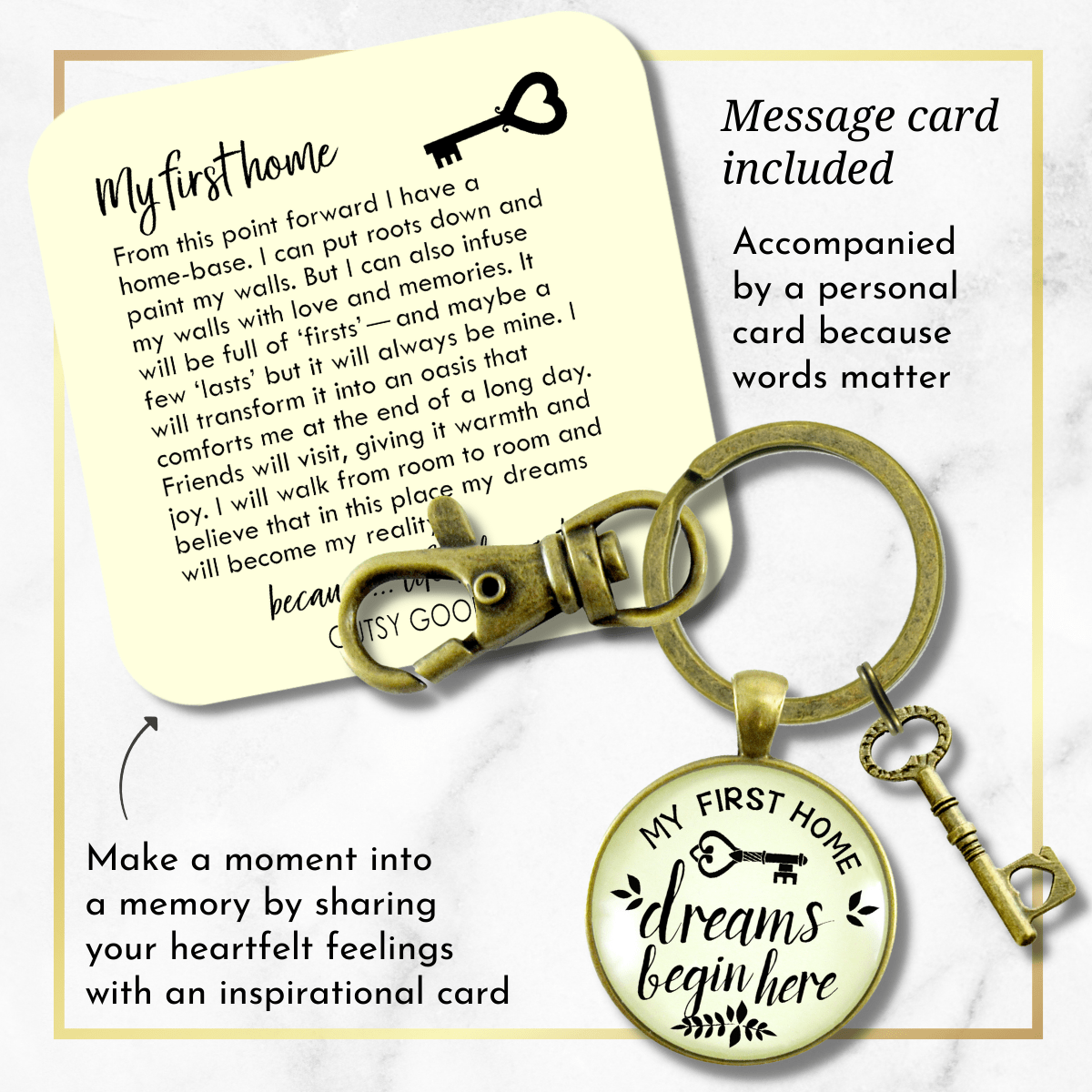 My First Home Keychain Dreams Begin Here Homeowner Home Buyers Gift  Keychain - Unisex - Gutsy Goodness Handmade Jewelry