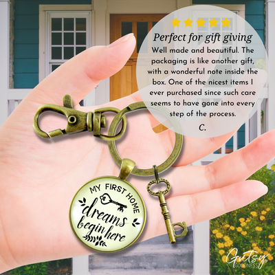 My First Home Keychain Dreams Begin Here Homeowner Home Buyers Gift  Keychain - Unisex - Gutsy Goodness Handmade Jewelry