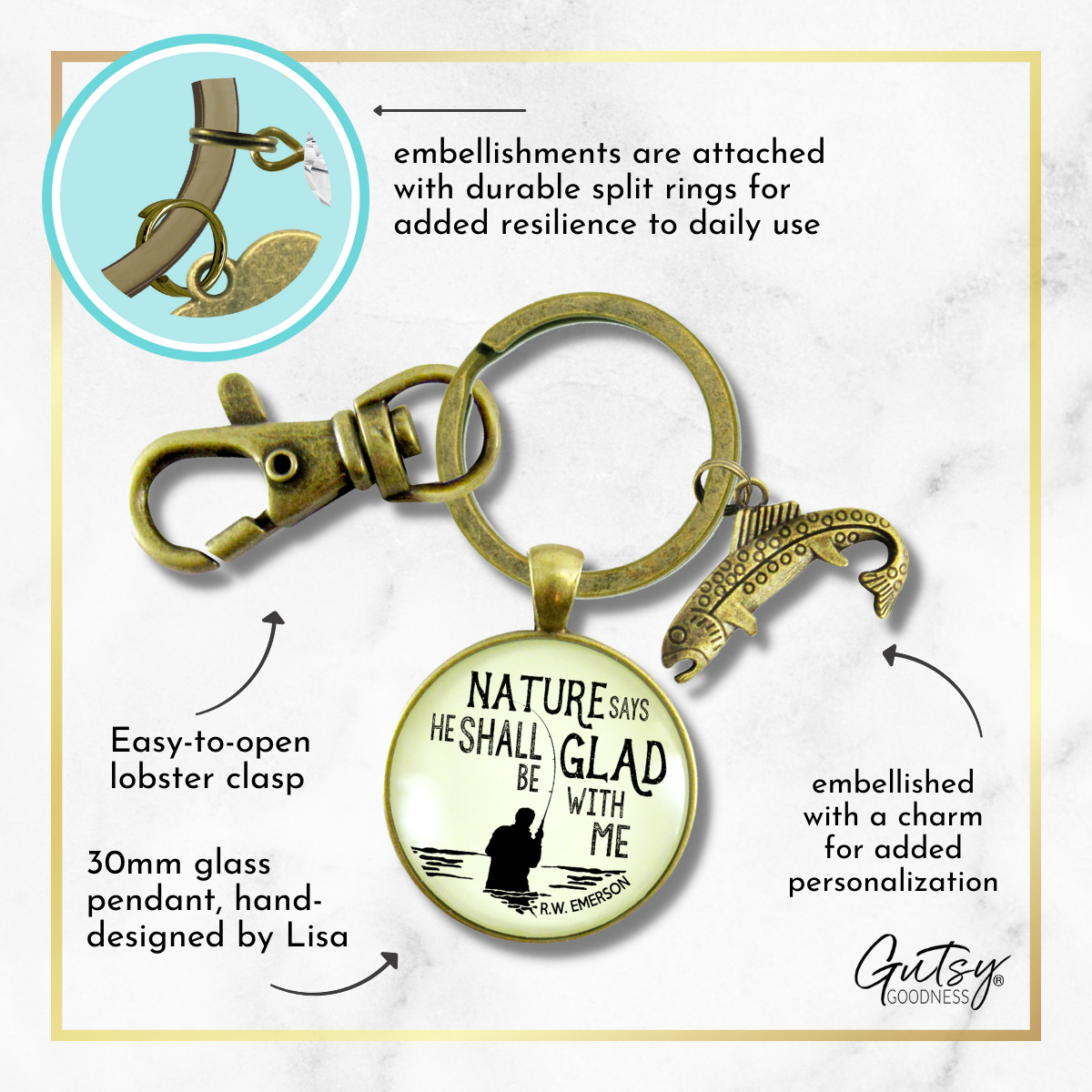 Fishing Keychain Dad Nature Says Outdoorsman Rustic Key Ring Gift For Father Sportsman - Gutsy Goodness Handmade Jewelry;Fishing Keychain Dad Nature Says Outdoorsman Rustic Key Ring Gift For Father Sportsman - Gutsy Goodness Handmade Jewelry Gifts