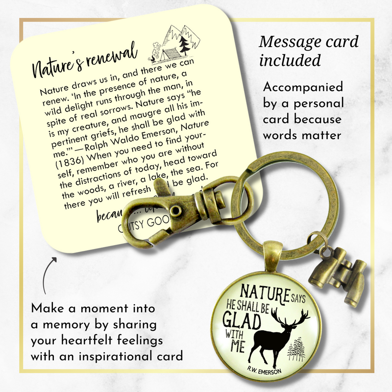Mens Keychain Nature Says Rustic Deer Hunter Outdoors Sportsman Dad Gift Binocular Charm - Gutsy Goodness Handmade Jewelry;Mens Keychain Nature Says Rustic Deer Hunter Outdoors Sportsman Dad Gift Binocular Charm - Gutsy Goodness Handmade Jewelry Gifts