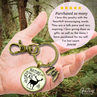Mens Keychain Nature Says Rustic Deer Hunter Outdoors Sportsman Dad Gift Binocular Charm - Gutsy Goodness Handmade Jewelry;Mens Keychain Nature Says Rustic Deer Hunter Outdoors Sportsman Dad Gift Binocular Charm - Gutsy Goodness Handmade Jewelry Gifts
