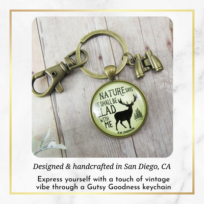 Mens Keychain Nature Says Rustic Deer Hunter Outdoors Sportsman Dad Gift Binocular Charm - Gutsy Goodness Handmade Jewelry;Mens Keychain Nature Says Rustic Deer Hunter Outdoors Sportsman Dad Gift Binocular Charm - Gutsy Goodness Handmade Jewelry Gifts