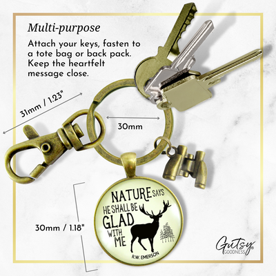 Mens Keychain Nature Says Rustic Deer Hunter Outdoors Sportsman Dad Gift Binocular Charm - Gutsy Goodness Handmade Jewelry;Mens Keychain Nature Says Rustic Deer Hunter Outdoors Sportsman Dad Gift Binocular Charm - Gutsy Goodness Handmade Jewelry Gifts