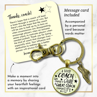 Cross Country Coaching Keychain Great Coach Changes Life Thank You Gift Running Track Shoe - Gutsy Goodness Handmade Jewelry;Cross Country Coaching Keychain Great Coach Changes Life Thank You Gift Running Track Shoe - Gutsy Goodness Handmade Jewelry Gifts