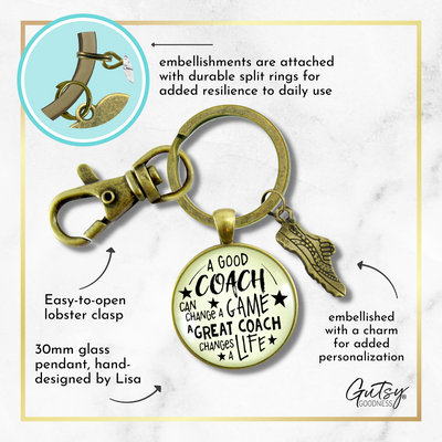 Cross Country Coaching Keychain Great Coach Changes Life Thank You Gift Running Track Shoe - Gutsy Goodness Handmade Jewelry;Cross Country Coaching Keychain Great Coach Changes Life Thank You Gift Running Track Shoe - Gutsy Goodness Handmade Jewelry Gifts