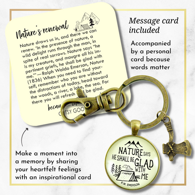 Mens Keychain Nature Camping Tent Rustic Bronze Key Fob Dad Outdoorsman Gift Axe Charm - Gutsy Goodness Handmade Jewelry;Mens Keychain Nature Camping Tent Rustic Bronze Key Fob Dad Outdoorsman Gift Axe Charm - Gutsy Goodness Handmade Jewelry Gifts