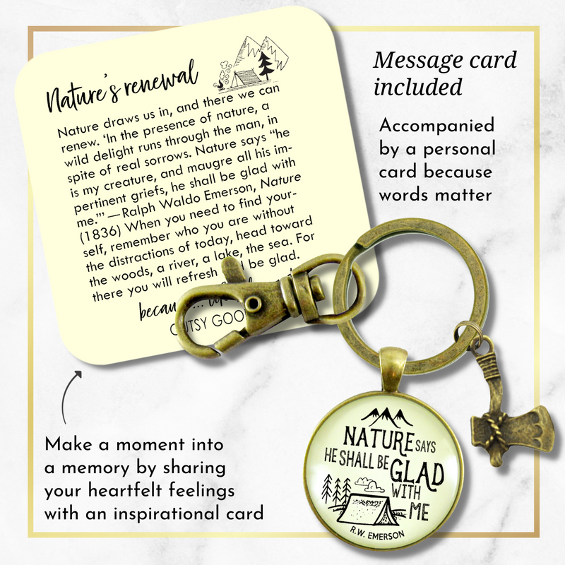 Mens Keychain Nature Camping Tent Rustic Bronze Key Fob Dad Outdoorsman Gift Axe Charm - Gutsy Goodness Handmade Jewelry;Mens Keychain Nature Camping Tent Rustic Bronze Key Fob Dad Outdoorsman Gift Axe Charm - Gutsy Goodness Handmade Jewelry Gifts