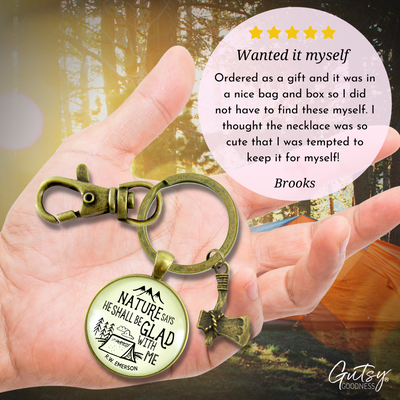 Mens Keychain Nature Camping Tent Rustic Bronze Key Fob Dad Outdoorsman Gift Axe Charm - Gutsy Goodness Handmade Jewelry;Mens Keychain Nature Camping Tent Rustic Bronze Key Fob Dad Outdoorsman Gift Axe Charm - Gutsy Goodness Handmade Jewelry Gifts