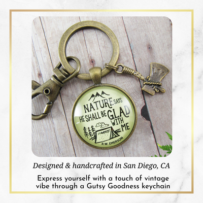 Mens Keychain Nature Camping Tent Rustic Bronze Key Fob Dad Outdoorsman Gift Axe Charm - Gutsy Goodness Handmade Jewelry;Mens Keychain Nature Camping Tent Rustic Bronze Key Fob Dad Outdoorsman Gift Axe Charm - Gutsy Goodness Handmade Jewelry Gifts