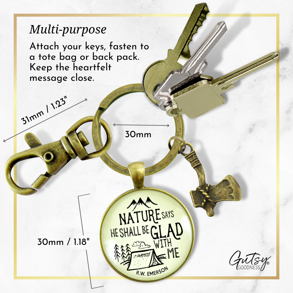 Mens Keychain Nature Camping Tent Rustic Bronze Key Fob Dad Outdoorsman Gift Axe Charm - Gutsy Goodness Handmade Jewelry;Mens Keychain Nature Camping Tent Rustic Bronze Key Fob Dad Outdoorsman Gift Axe Charm - Gutsy Goodness Handmade Jewelry Gifts