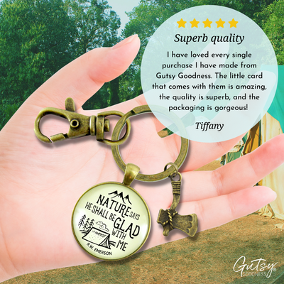 Mens Keychain Nature Camping Tent Rustic Bronze Key Fob Dad Outdoorsman Gift Axe Charm - Gutsy Goodness Handmade Jewelry;Mens Keychain Nature Camping Tent Rustic Bronze Key Fob Dad Outdoorsman Gift Axe Charm - Gutsy Goodness Handmade Jewelry Gifts