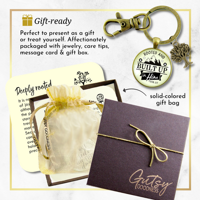 Faith Keychain Rooted And Built Up In Him Scripture Mountain Art Inspired Gift Key Ring  Keychain - Unisex - Gutsy Goodness Handmade Jewelry