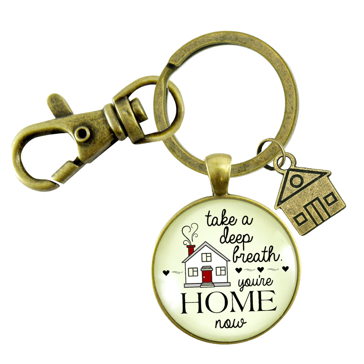 New Home Keychain Take a Deep Breath First House Apartment Men Women Gift Idea From Realtor  Keychain - Unisex - Gutsy Goodness Handmade Jewelry