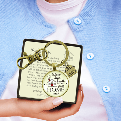 New Home Keychain Take a Deep Breath First House Apartment Men Women Gift Idea From Realtor  Keychain - Unisex - Gutsy Goodness Handmade Jewelry
