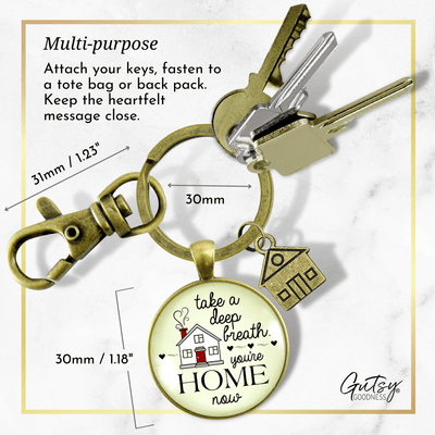 New Home Keychain Take a Deep Breath First House Apartment Men Women Gift Idea From Realtor  Keychain - Unisex - Gutsy Goodness Handmade Jewelry