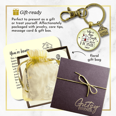 New Home Keychain Take a Deep Breath First House Apartment Men Women Gift Idea From Realtor  Keychain - Unisex - Gutsy Goodness Handmade Jewelry