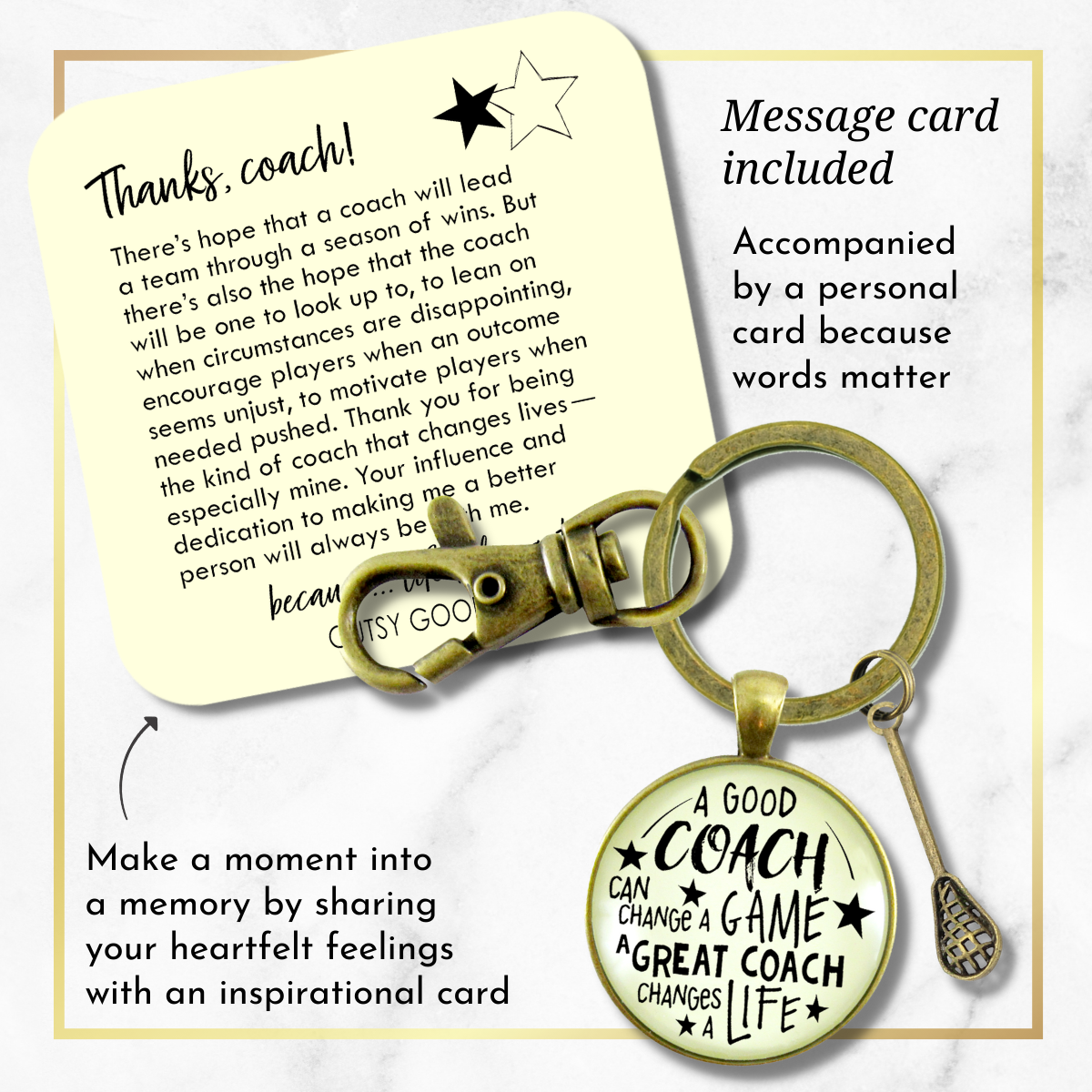 Lacrosse Coaching Sport Keychain Great Coach Changes Life Thank You Gift - Gutsy Goodness Handmade Jewelry;Lacrosse Coaching Sport Keychain Great Coach Changes Life Thank You Gift - Gutsy Goodness Handmade Jewelry Gifts