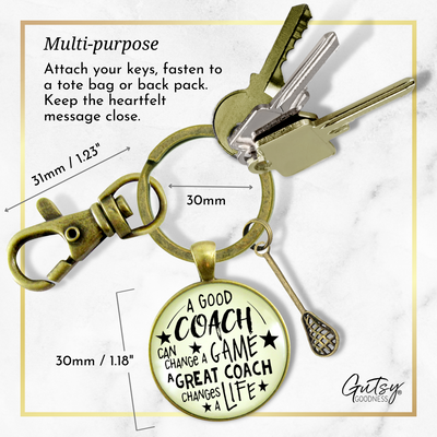 Lacrosse Coaching Sport Keychain Great Coach Changes Life Thank You Gift - Gutsy Goodness Handmade Jewelry;Lacrosse Coaching Sport Keychain Great Coach Changes Life Thank You Gift - Gutsy Goodness Handmade Jewelry Gifts