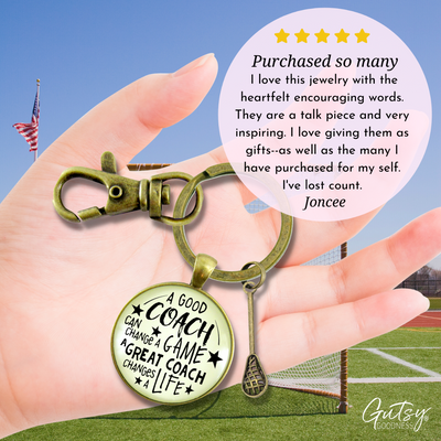 Lacrosse Coaching Sport Keychain Great Coach Changes Life Thank You Gift - Gutsy Goodness Handmade Jewelry;Lacrosse Coaching Sport Keychain Great Coach Changes Life Thank You Gift - Gutsy Goodness Handmade Jewelry Gifts