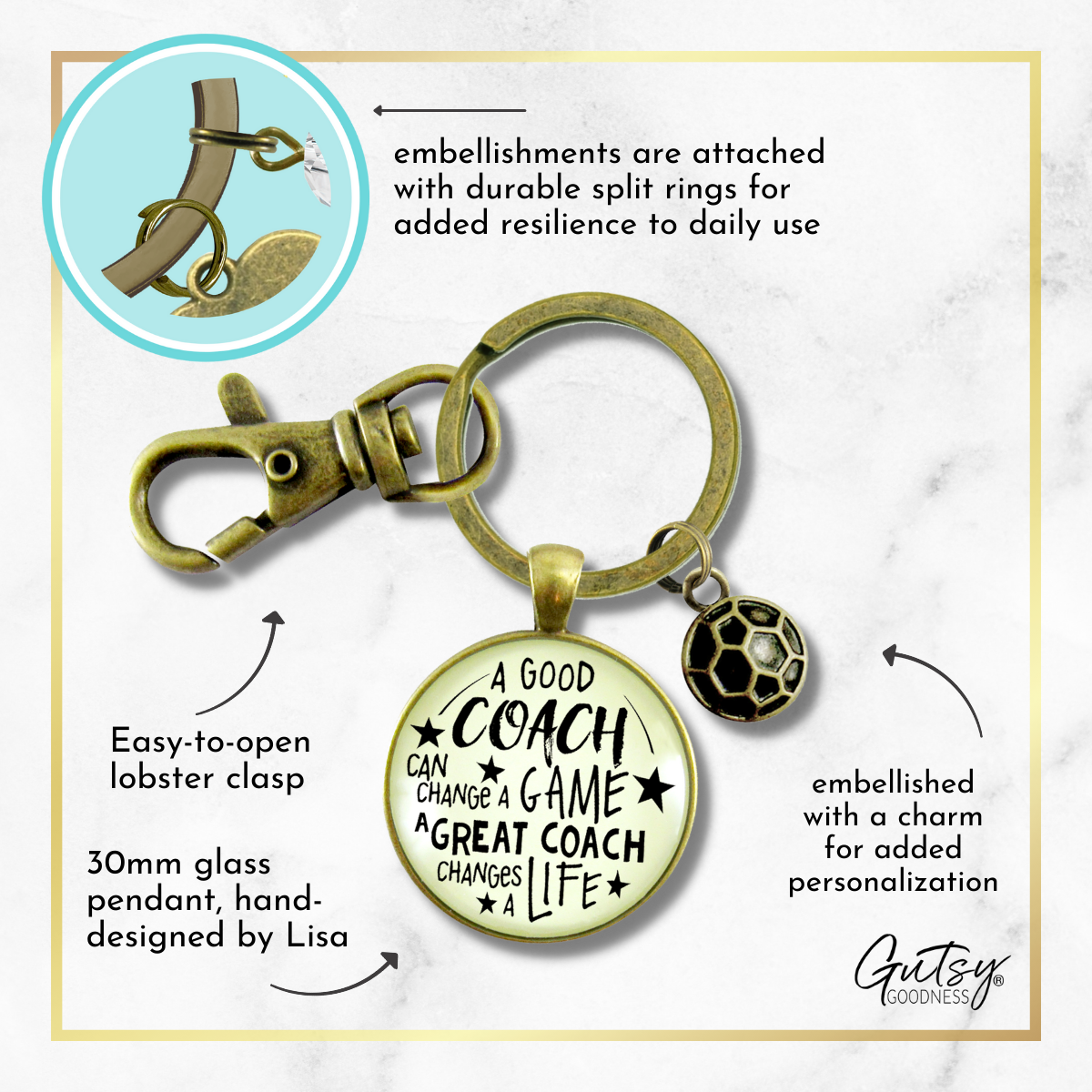 Soccer Coaching Sport Keychain Great Coach Changes Life Thank You Gift - Gutsy Goodness Handmade Jewelry;Soccer Coaching Sport Keychain Great Coach Changes Life Thank You Gift - Gutsy Goodness Handmade Jewelry Gifts