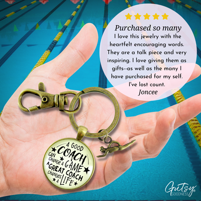 Swim Coaching Sport Keychain Great Coach Changes Life Swimming Instructor Gift - Gutsy Goodness Handmade Jewelry;Swim Coaching Sport Keychain Great Coach Changes Life Swimming Instructor Gift - Gutsy Goodness Handmade Jewelry Gifts