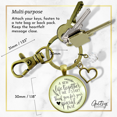 Wedding Officiant Gift Keychain A New Life We Start Rustic Heart Thank You Card  Keychain - Unisex - Gutsy Goodness Handmade Jewelry