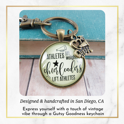 Male Cheer Keychain Athletes Lift Weights Cheerleaders School Spirit Sports Men's Gift - Gutsy Goodness Handmade Jewelry;Male Cheer Keychain Athletes Lift Weights Cheerleaders School Spirit Sports Men's Gift - Gutsy Goodness Handmade Jewelry Gifts