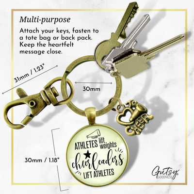 Male Cheer Keychain Athletes Lift Weights Cheerleaders School Spirit Sports Men's Gift - Gutsy Goodness Handmade Jewelry;Male Cheer Keychain Athletes Lift Weights Cheerleaders School Spirit Sports Men's Gift - Gutsy Goodness Handmade Jewelry Gifts