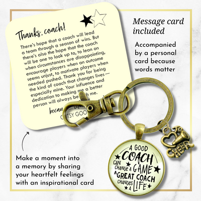 Cheer Coaching Sport Keychain Great Coach Changes Life Thank You Gift Cheering - Gutsy Goodness Handmade Jewelry;Cheer Coaching Sport Keychain Great Coach Changes Life Thank You Gift Cheering - Gutsy Goodness Handmade Jewelry Gifts