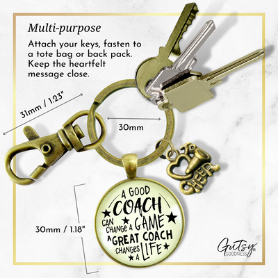 Cheer Coaching Sport Keychain Great Coach Changes Life Thank You Gift Cheering - Gutsy Goodness Handmade Jewelry;Cheer Coaching Sport Keychain Great Coach Changes Life Thank You Gift Cheering - Gutsy Goodness Handmade Jewelry Gifts