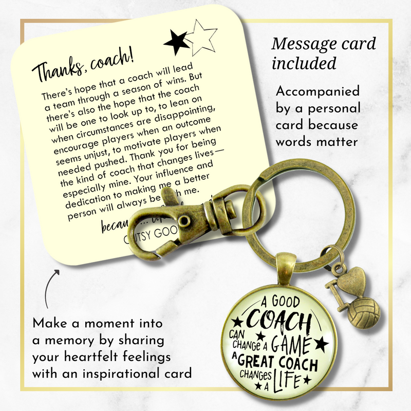 Volleyball Coaching Sport Keychain Great Coach Changes Life Thank You Gift - Gutsy Goodness Handmade Jewelry;Volleyball Coaching Sport Keychain Great Coach Changes Life Thank You Gift - Gutsy Goodness Handmade Jewelry Gifts