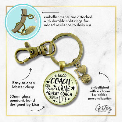 Volleyball Coaching Sport Keychain Great Coach Changes Life Thank You Gift - Gutsy Goodness Handmade Jewelry;Volleyball Coaching Sport Keychain Great Coach Changes Life Thank You Gift - Gutsy Goodness Handmade Jewelry Gifts