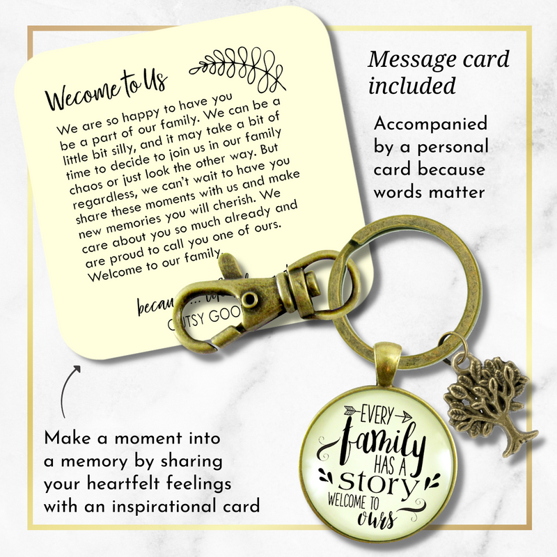 Every Family Has A Story Welcome Keychain Gift In Law Step Bonus Child Adoption - Gutsy Goodness Handmade Jewelry;Every Family Has A Story Welcome Keychain Gift In Law Step Bonus Child Adoption - Gutsy Goodness Handmade Jewelry Gifts