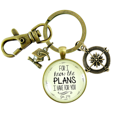 Graduate For I Know the Plans Jeremiah 29 11 Keyring Jewelry Compass Graduation Tassel Cap Charm - Gutsy Goodness Handmade Jewelry;Graduate For I Know The Plans Jeremiah 29 11 Keyring Jewelry Compass Graduation Tassel Cap Charm - Gutsy Goodness Handmade Jewelry Gifts