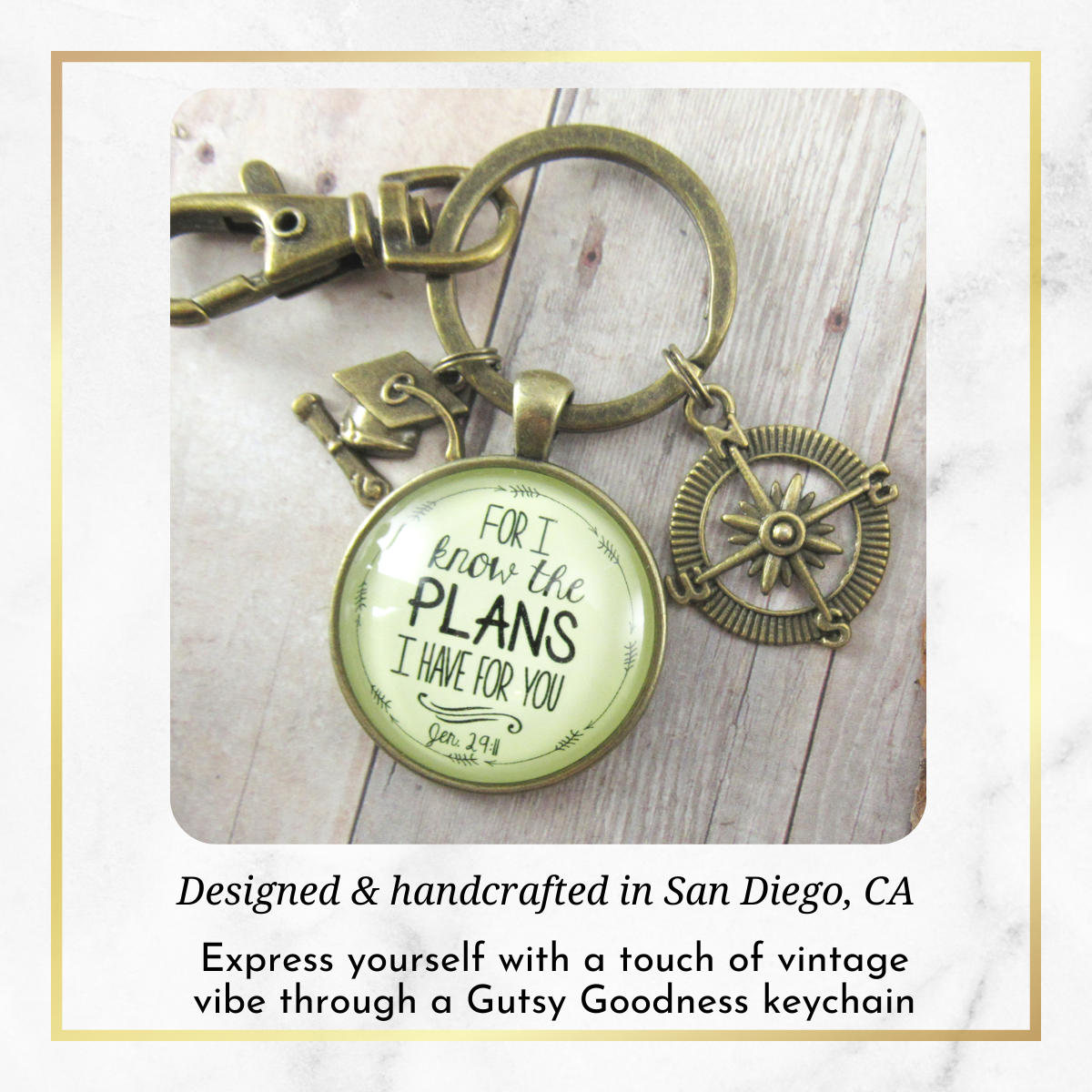 Graduate For I Know the Plans Jeremiah 29 11 Keyring Jewelry Compass Graduation Tassel Cap Charm - Gutsy Goodness Handmade Jewelry;Graduate For I Know The Plans Jeremiah 29 11 Keyring Jewelry Compass Graduation Tassel Cap Charm - Gutsy Goodness Handmade Jewelry Gifts