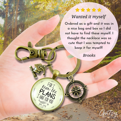Graduate For I Know the Plans Jeremiah 29 11 Keyring Jewelry Compass Graduation Tassel Cap Charm - Gutsy Goodness Handmade Jewelry;Graduate For I Know The Plans Jeremiah 29 11 Keyring Jewelry Compass Graduation Tassel Cap Charm - Gutsy Goodness Handmade Jewelry Gifts