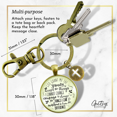 Serenity Prayer Keychain Grant Me Strength Faith Inspire Jewelry Meaningful Gift  Keychain - Unisex - Gutsy Goodness Handmade Jewelry