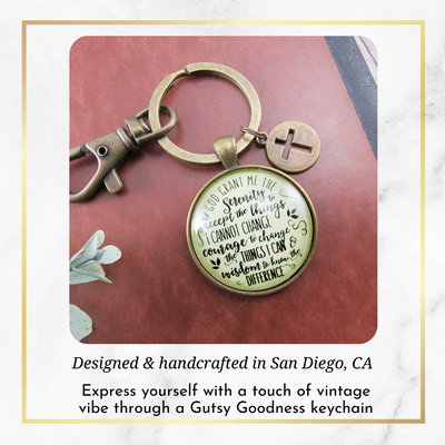 Serenity Prayer Keychain Grant Me Strength Faith Inspire Jewelry Meaningful Gift  Keychain - Unisex - Gutsy Goodness Handmade Jewelry